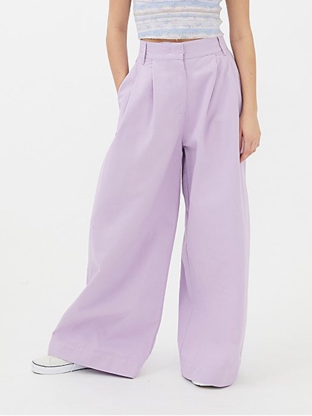 BDG Urban Outfitters Women 10 Lilac Pleated Baggy Skater Wide Leg Chino Pants